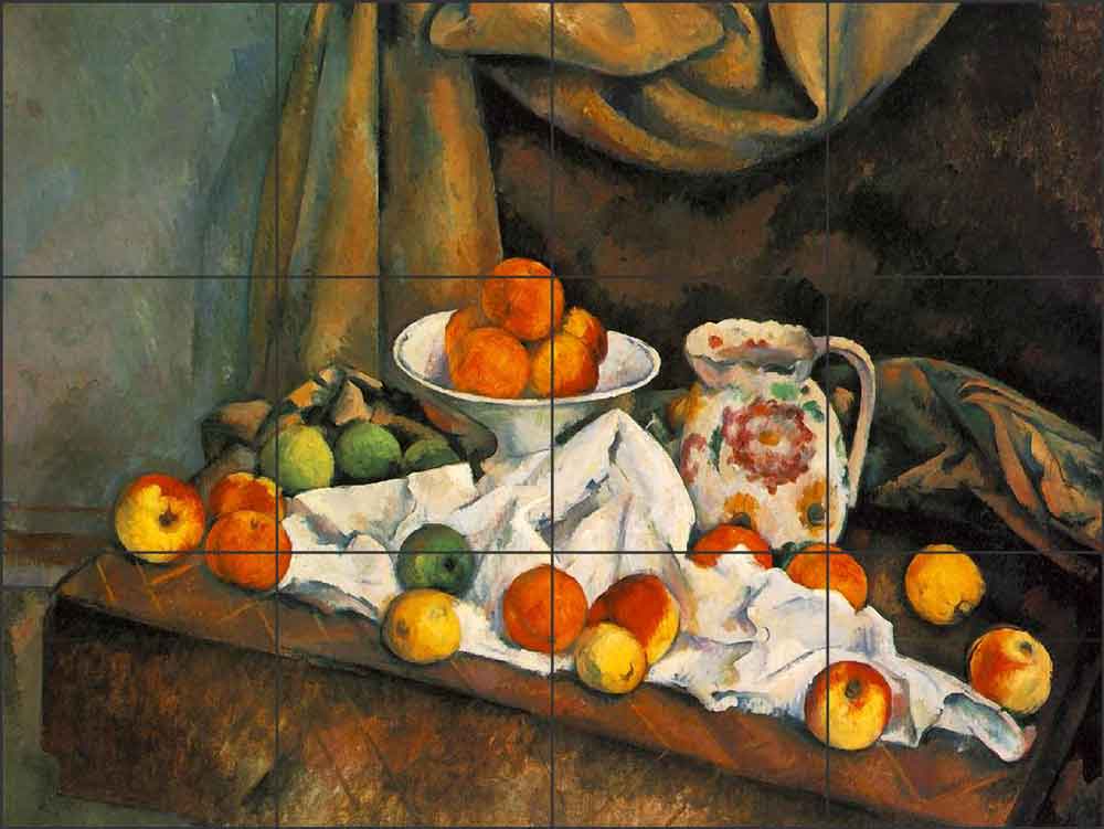 Compotier, Pitcher and Fruit by Paul Cezanne Ceramic Tile Mural - PC007