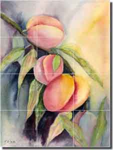 Neufeld Fruit Peaches Ceramic Tile Mural 18" x 24" - PNA005