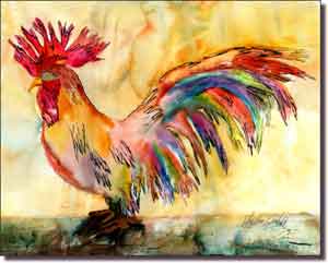 Neufeld Abstract Rooster Ceramic Accent Tile 10" x 8" - PNA017AT