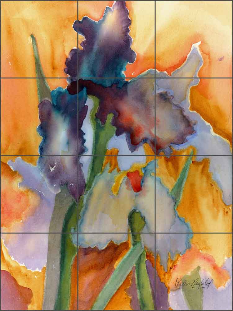 Abstract Iris by Phyllis Neufeld Ceramic Tile Mural - PNA018