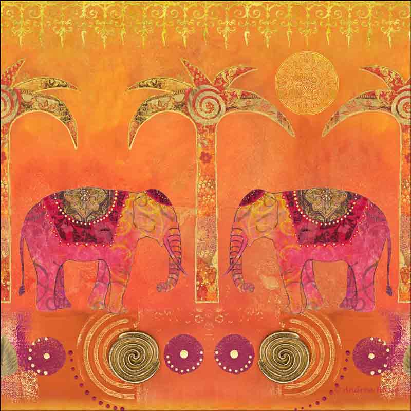 Exotic Elephants by Andrea Haase Ceramic Accent & Decor Tile POV-AH004AT