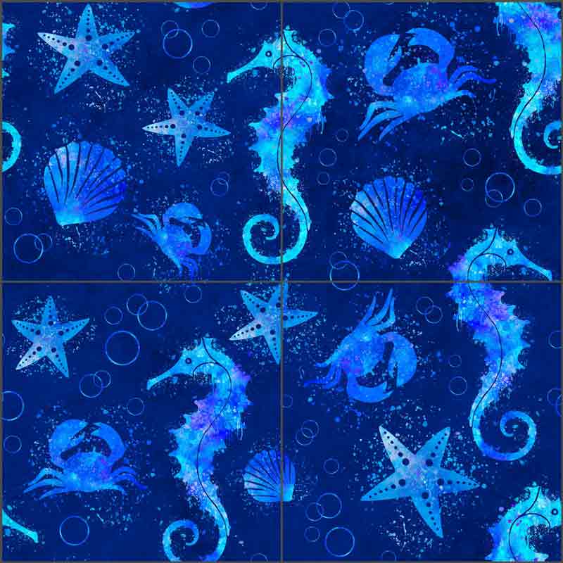 Underwater Blue Large by Andrea Haase Ceramic Tile Mural - POV-AH006