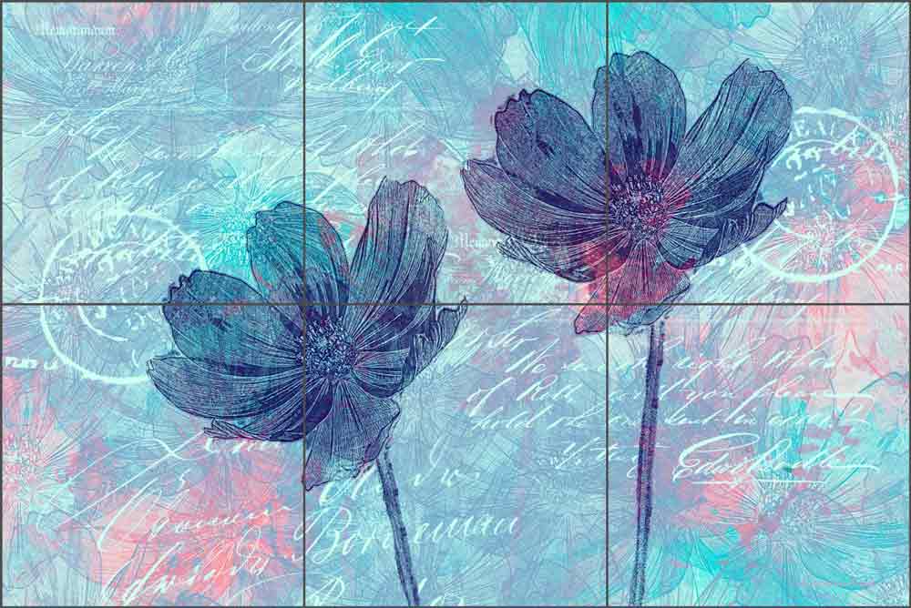 Summer Flower Blue by Andrea Haase Ceramic Tile Mural - POV-AH009