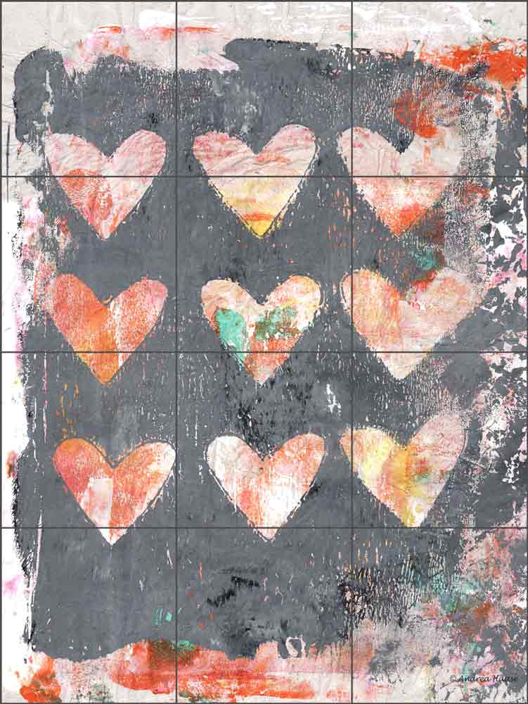 Heart Print Pink by Andrea Haase Ceramic Tile Mural - POV-AH013