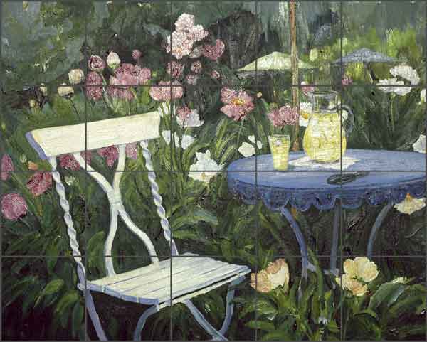 Lemonade in the Garden by Carol Walker Ceramic Tile Mural - POV-CWA004