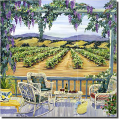 Walker Vineyard Landscape Glass Tile Mural 18" x 18" - POV-CWA006