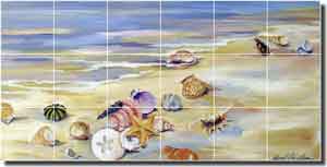 Walker Beach Sea Shells Ceramic Tile Mural 25.5" x 12.75" - POV-CWA007