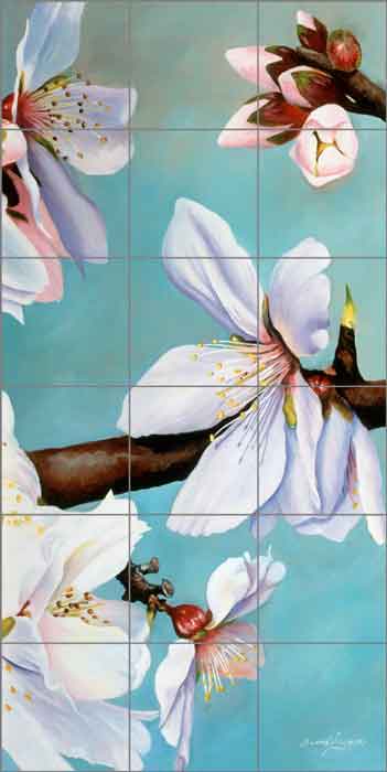 Almond Blossoms 2 by Donna Wayman Ceramic Tile Mural POV-DW002
