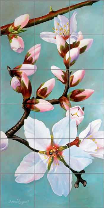 Almond Blossoms 3 by Donna Wayman Ceramic Tile Mural - POV-DW003
