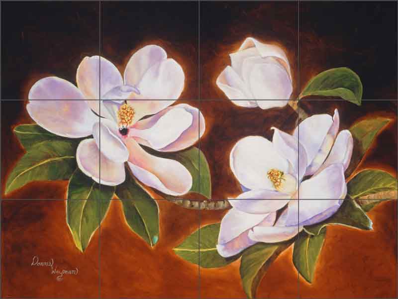 Magnolia 1 by Donna Wayman Ceramic Tile Mural - POV-DW004