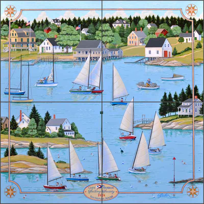 Southport Sailing Society by Ed Parker Ceramic Tile Mural - POV-EP005