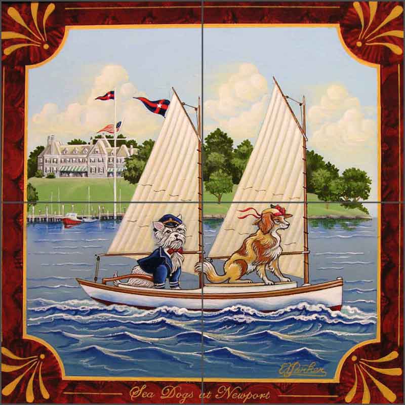 Sea Dogs at Newport by Ed Parker Ceramic Tile Mural - POV-EP008