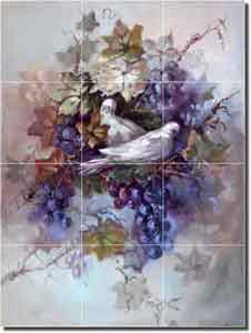 Taite Grape Dove Glass Tile Mural 18" x 24" - POV-FPT001