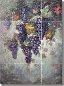 Taite Grape Vine Glass Wall & Floor Tile Mural 18" x 24" - POV-FPT007