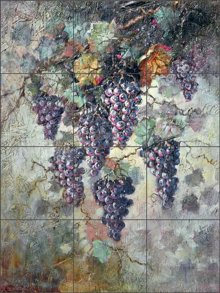 Grape Vine II by Fernie Parker Taite Ceramic Tile Mural POV-FPT009