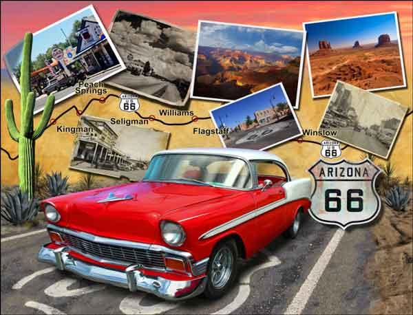 Arizona Route 66 by Jim Todd Ceramic Accent & Decor Tile - POV-JTA002AT