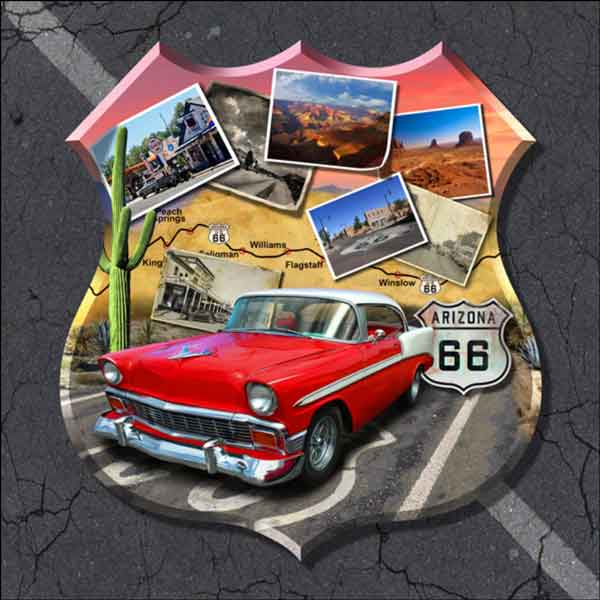 Arizona Route 66 - Shield by Jim Todd Ceramic Accent & Decor Tile - POV-JTA005AT