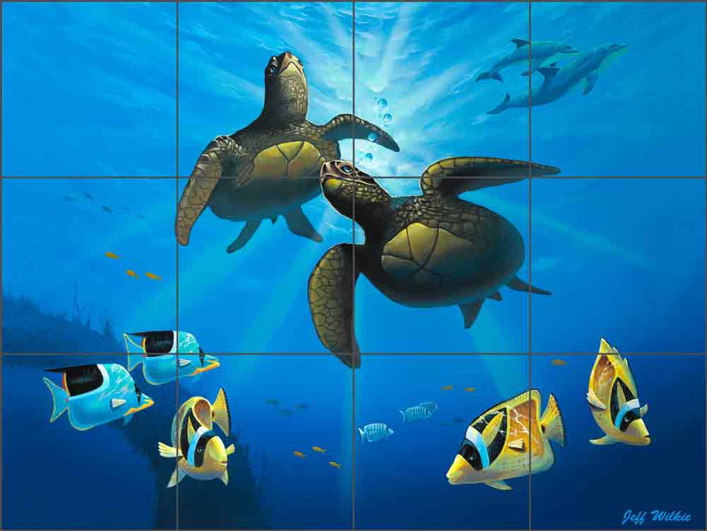 Honu Paradise by Jeff Wilkie Ceramic Tile Mural - POV-JWA017