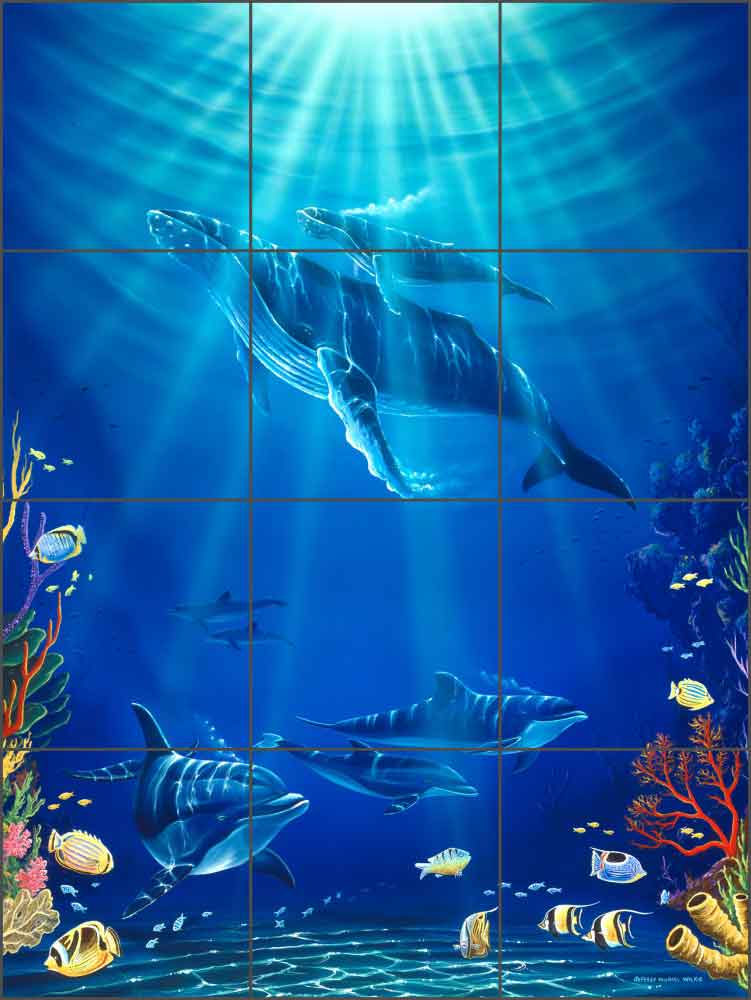 Whale Sanctuary by Jeff Wilkie Ceramic Tile Mural - POV-JWA027