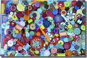 Fondo Sewing Collage Ceramic Tile Mural 18" x 12" - POV-LF004