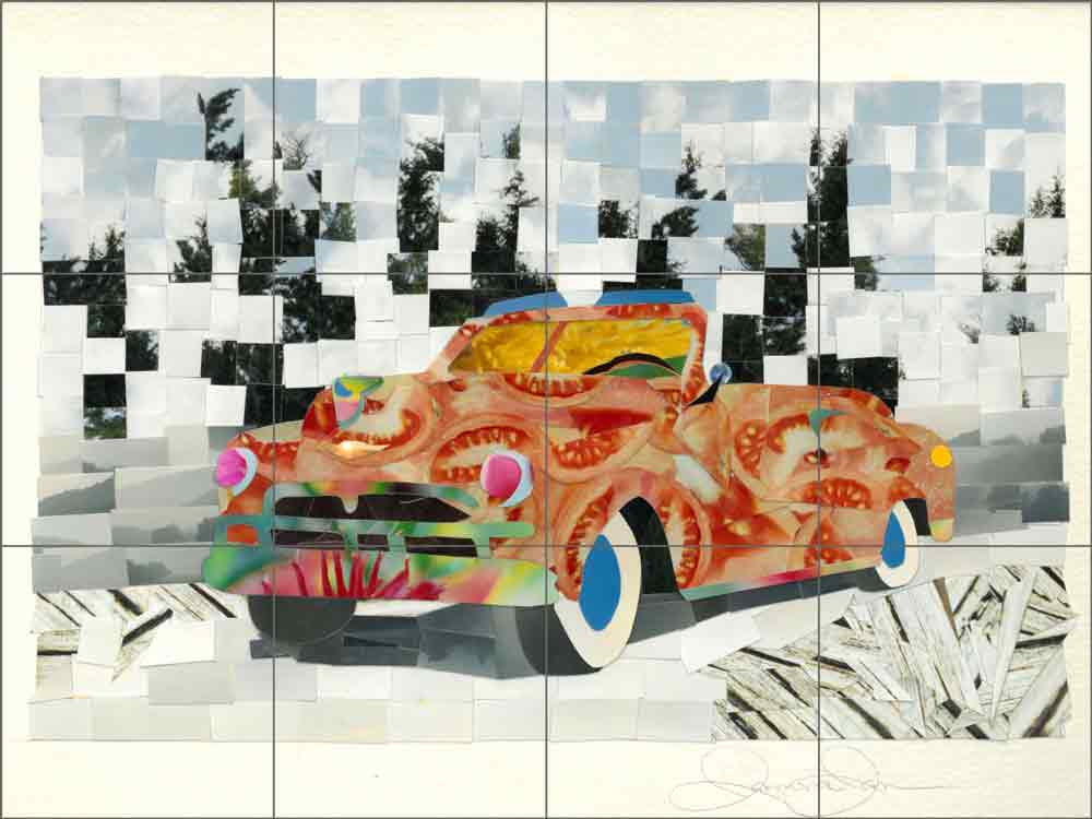 Fantasy Car 2 by Ramona Jan Ceramic Tile Mural POV-RJA014