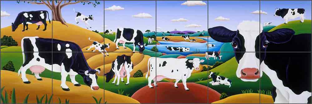 Cows, Cows, Cows by Raul del Rio Ceramic Tile Mural POV-RR016