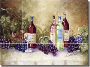 Davenport Wine Grapes Glass Tile Mural 24" x 18" - POV-WDA006