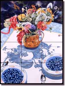 Wright Fruit Kitchen Still Life Tumbled Marble Tile Mural 12" x 16"