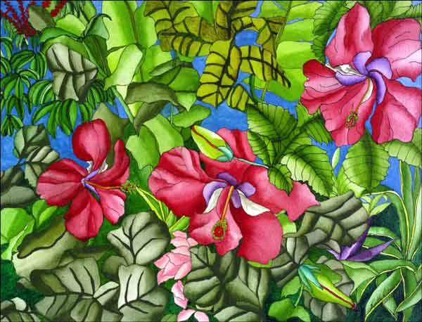 Hibiscus by Ruth Daniels Ceramic Accent & Decor Tile - RD003AT