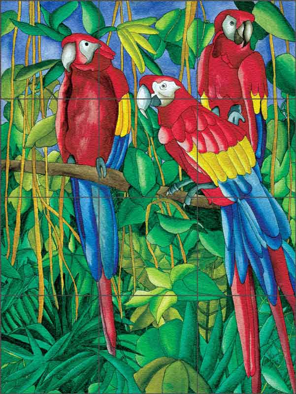 Daniels Tropical Parrot Bird Glass Tile Mural - RD006