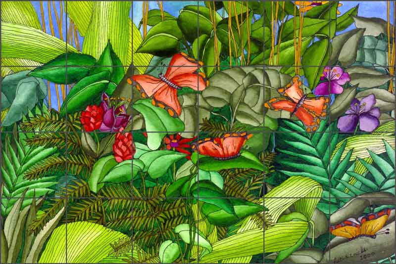Daniels Tropical Butterflies Ceramic Tile Mural - RD009