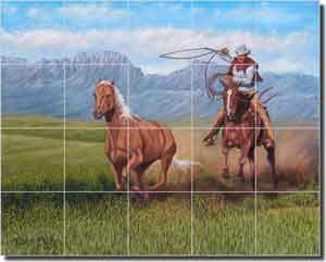 Back to the Herd by Ralph Delby Ceramic Tile Mural 21.25" x 17" - RDA014