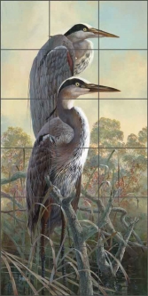 Graceful Herons by Robert E. Binks Ceramic Tile Mural - REB020
