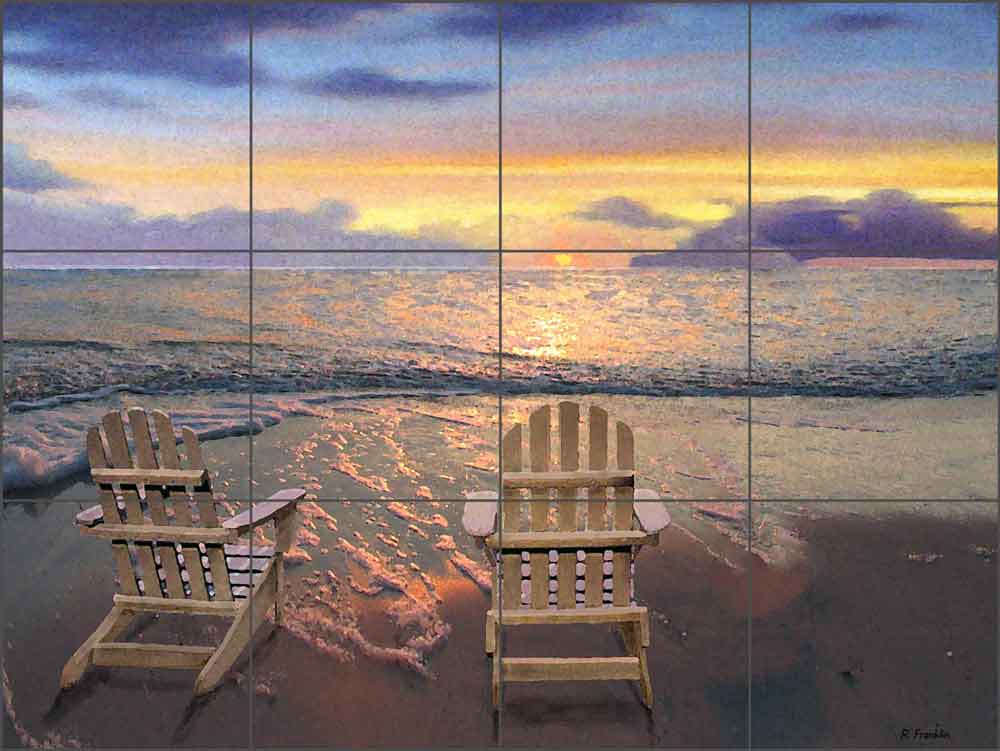 Ocean Sunset by Raenette Franklin Ceramic Tile Mural - RFA009