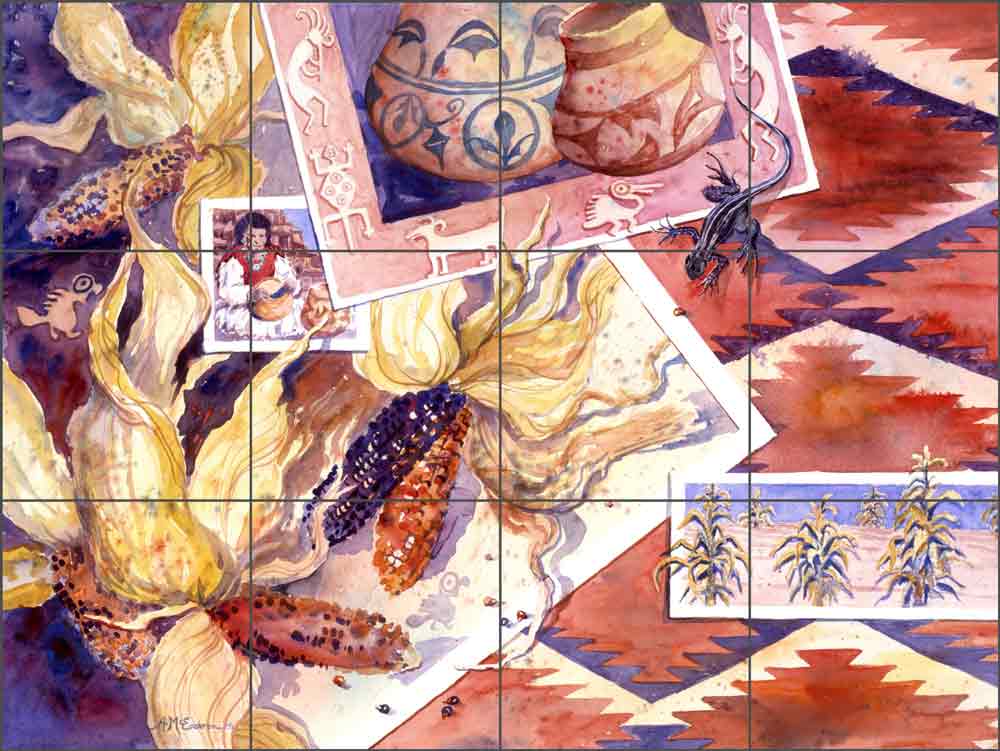 American Indian Montage by Ann McEachron Ceramic Tile Mural RW-AM001