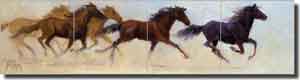Rey Horses Equine Ceramic Tile Mural 24" x 6" - RW-JRA001