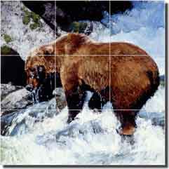 Chapman Bear Animal Glass Tile Mural 18" x 18" - RW-JTC005