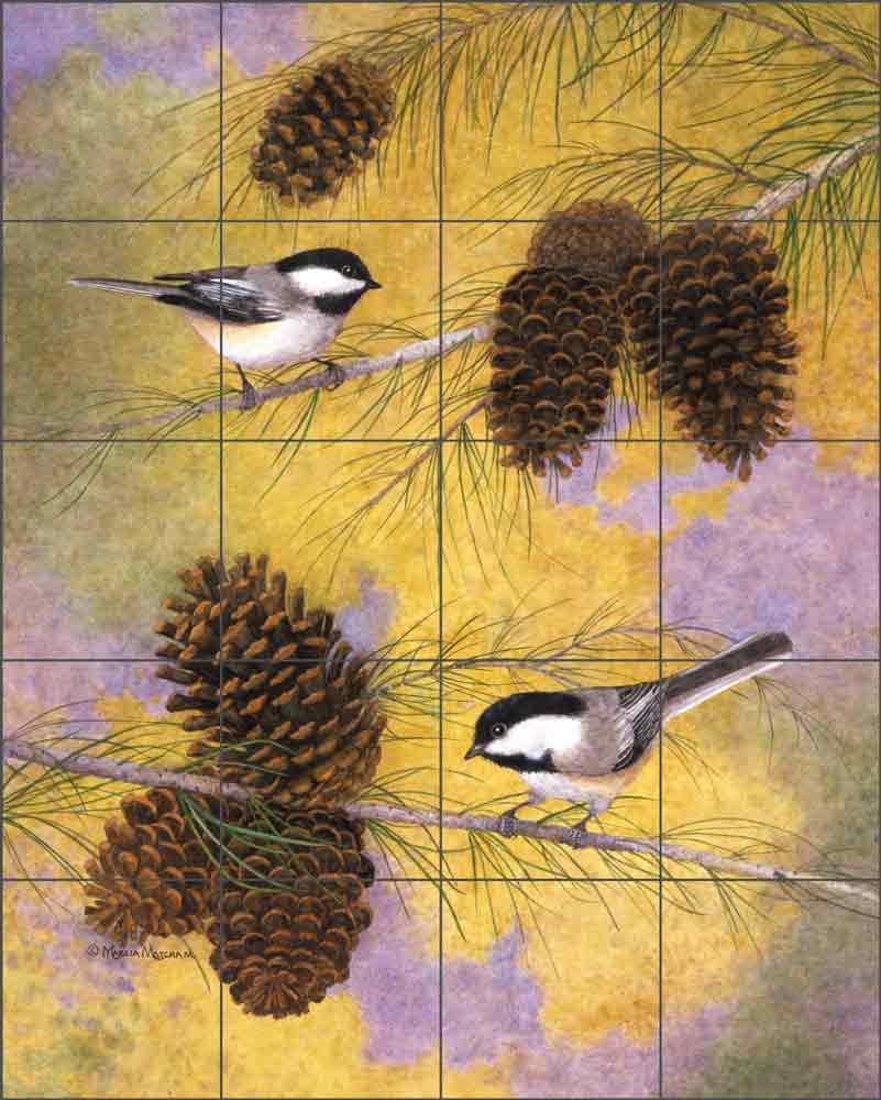 Chickadees in the Pines by Marcia Matcham Ceramic Tile Mural RW-MM003