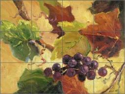Harvest Grapes by Nanette Oleson Ceramic Tile Mural RW-NO010