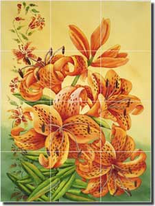 Hoyle Tiger Lilies Lily Ceramic Tile Mural 12.75" x 17" - RW-SH001