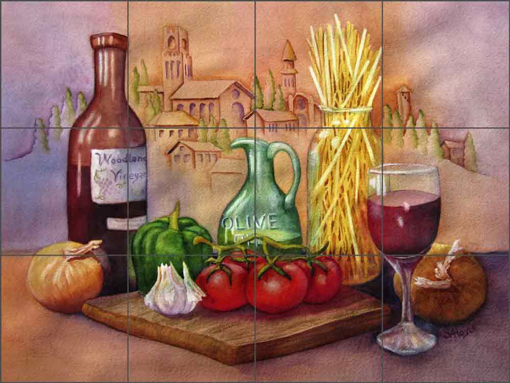 Tuscan Dinner by Sarah A Hoyle Ceramic Tile Mural RW-SH002