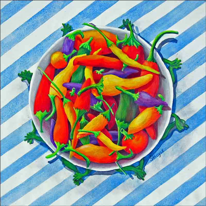 Chili Peppers by Sarah A. Hoyle Ceramic Accent & Decor Tile - RW-SH006AT