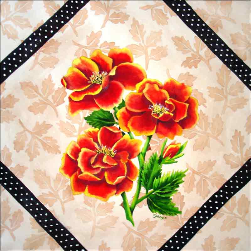 Brocade with Roses Ceramic Accent & Decor Tile - RW-SH007AT