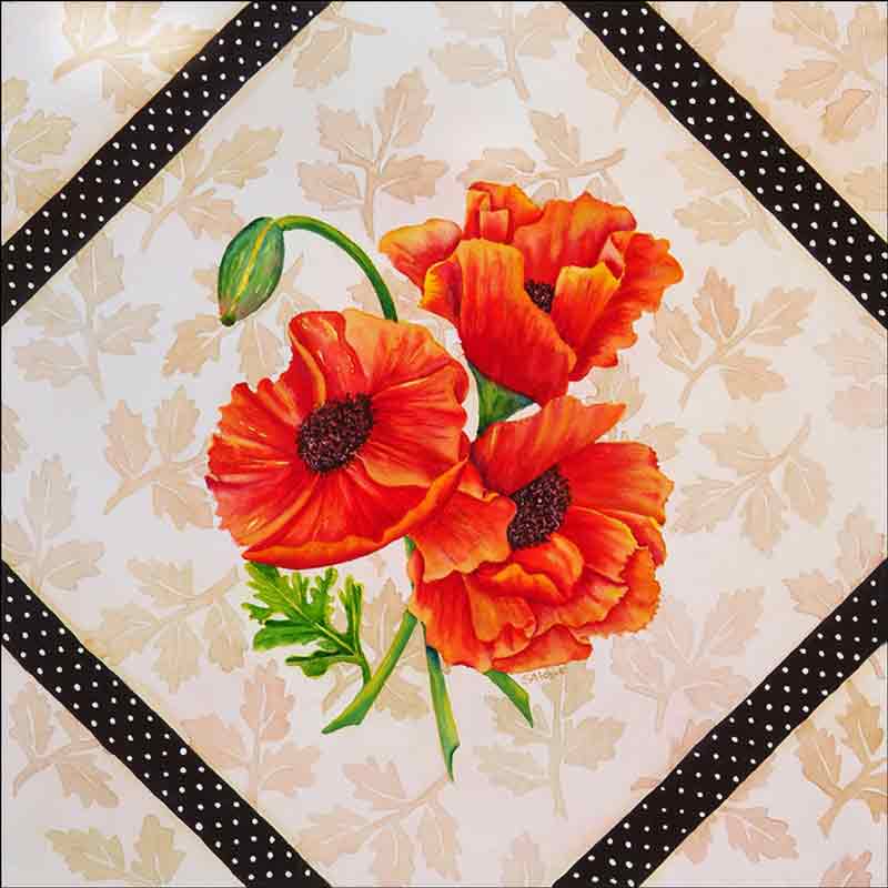 Brocade with Poppies by Sarah A. Hoyle Ceramic Accent & Decor Tile - RW-SH010AT