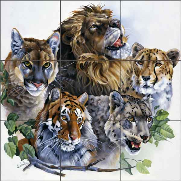 Cats of the Wild by Verdayle Forget Ceramic Tile Mural RW-VFA003