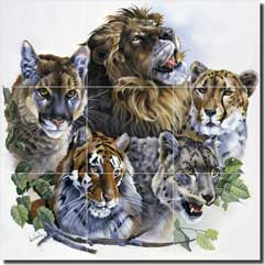 Forget Lion Tiger Cats Glass Tile Mural 18" x 18" - RW-VFA003