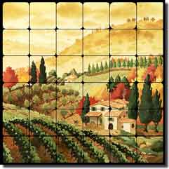 Altman Tuscan Landscape Tumbled Marble Tile Mural 24" x 24" - RWA015