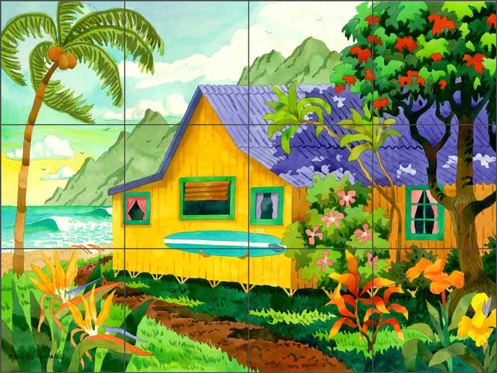 Yellow Cabana by Robin Wethe Altman Ceramic Tile Mural - RWA018