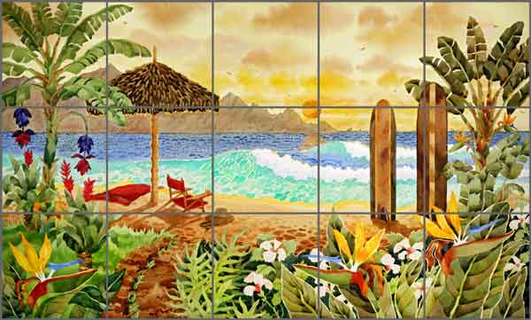 Surfing the Islands by Robin Wethe Altman Ceramic Tile Mural - RWA025