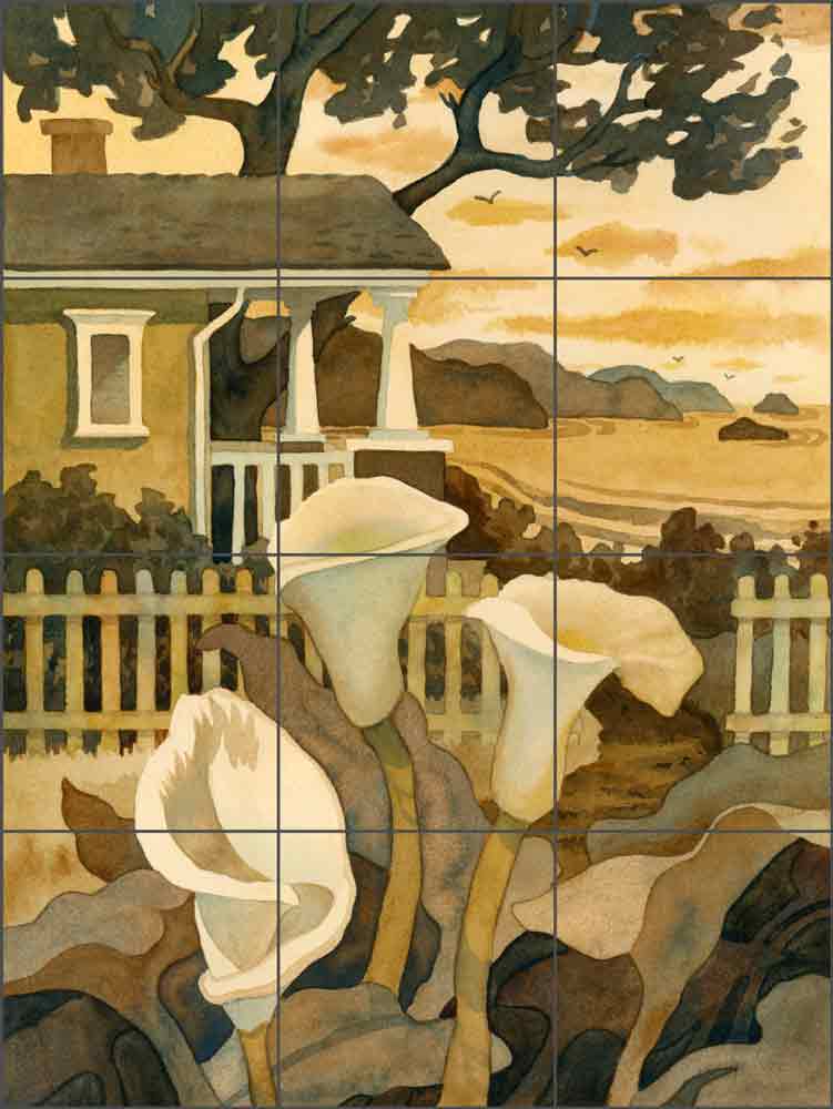 Craftsman Cottage By the Sea by Robin Wethe Altman Ceramic Tile Mural RWA029